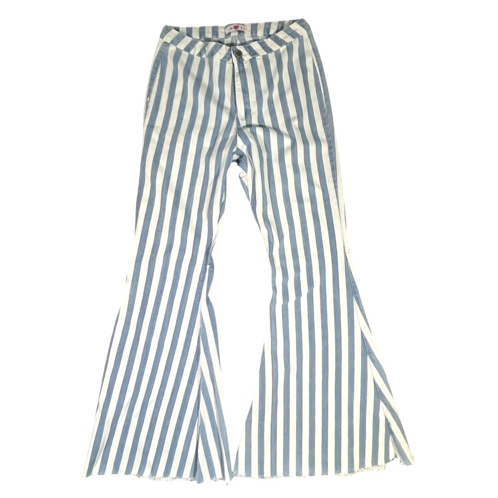 Buddy Love‎ Moonshine Flare Jeans Women's 31 (12) Striped Bell Bottoms Boho